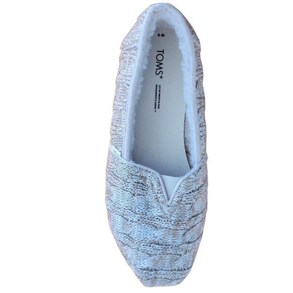 TOMS Ortholite Sahara Chunky Cable Knit Faux Fur Shoes Womens 9W Flexible Unique - Picture 8 of 10